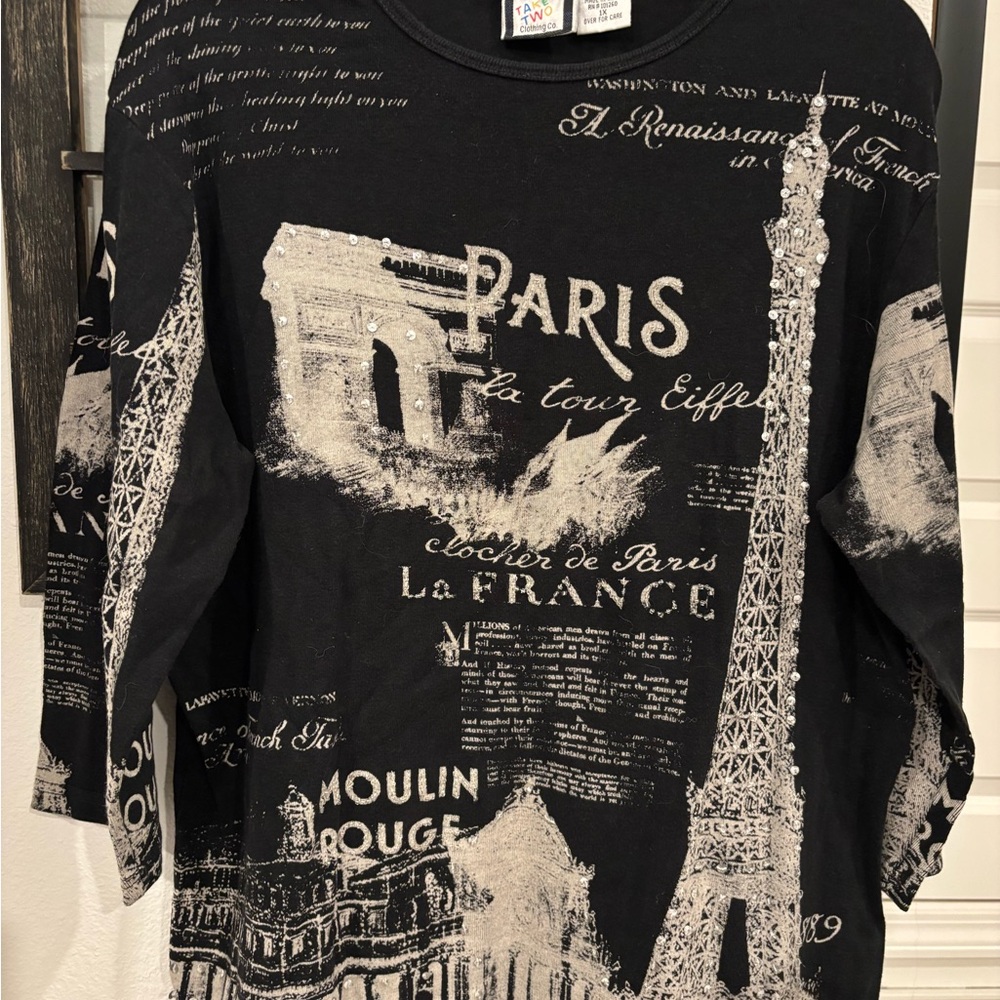 Chic Paris Black Graphic Tee Vintage